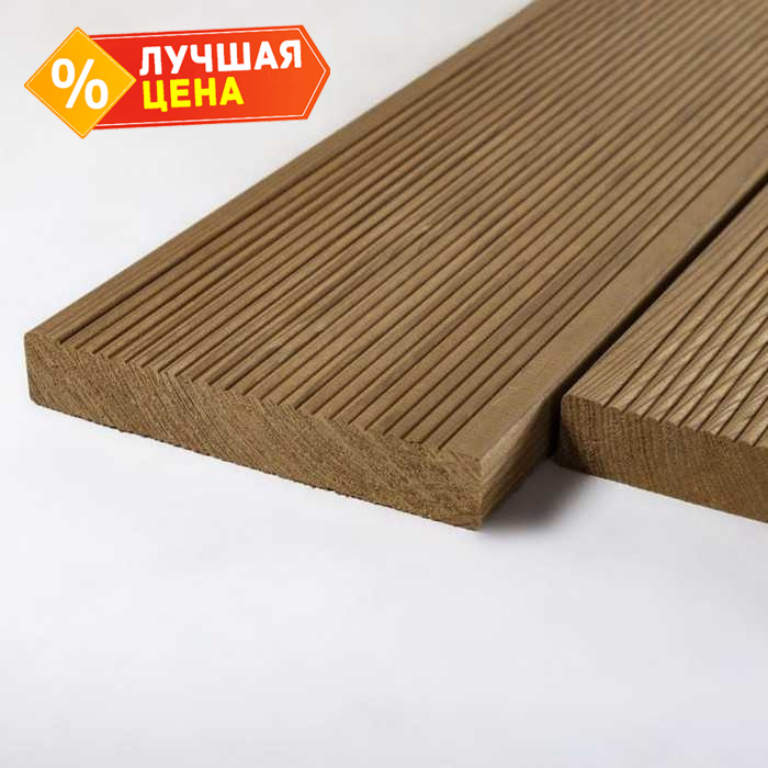 Планкен прямой 20x140x6000 мм Экстра термо-лиственница Коричневый